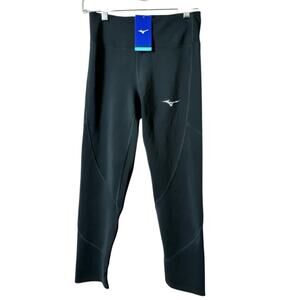Mizuno Women’s Black Logo Cycling Athletic Sporty Impulse 3/4 Leggings Sz S